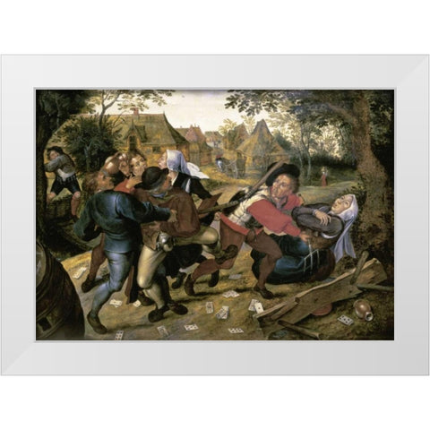 The Card-Players White Modern Wood Framed Art Print by Bruegel, Pieter the Elder