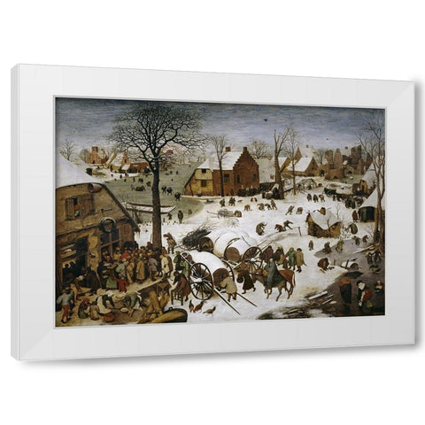 The Census at Bethlehem White Modern Wood Framed Art Print by Bruegel the Elder, Pieter