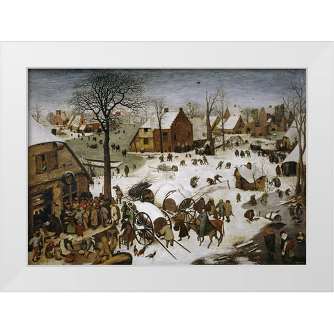 The Census at Bethlehem White Modern Wood Framed Art Print by Bruegel the Elder, Pieter