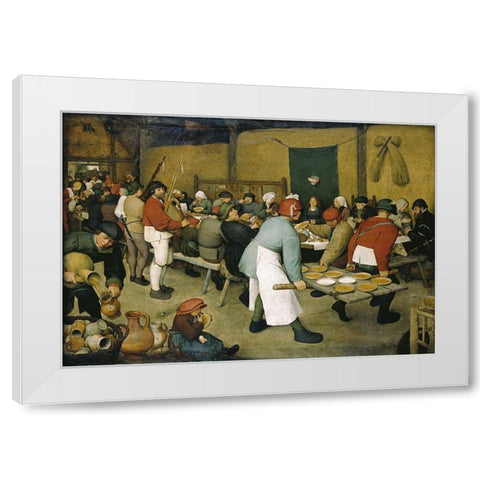 The Peasants Wedding White Modern Wood Framed Art Print by Bruegel the Elder, Pieter