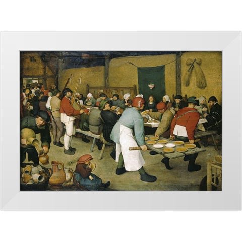 The Peasants Wedding White Modern Wood Framed Art Print by Bruegel the Elder, Pieter