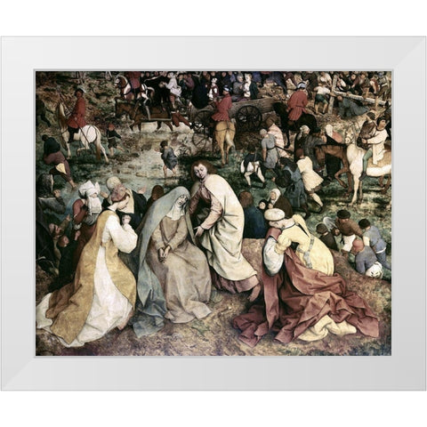 The Procession to Calvary (Detail) (I) White Modern Wood Framed Art Print by Bruegel the Elder, Pieter