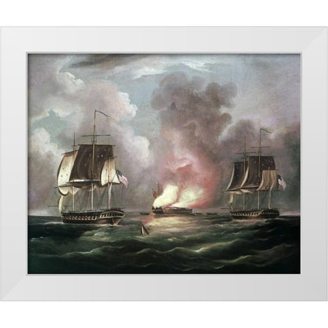 Bonne Homme Richard vs. The Serapis White Modern Wood Framed Art Print by Butterworth, Thomas