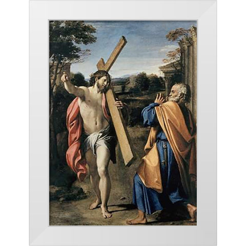 Museumist Appearing to Saint Peter White Modern Wood Framed Art Print by Carracci, Agostino