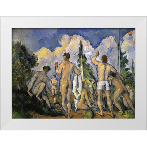 The Bathers White Modern Wood Framed Art Print by Cezanne, Paul