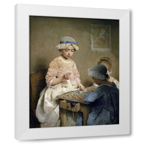 A Game of Chance White Modern Wood Framed Art Print by Chaplin, Charles