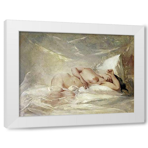 Reclining Nude White Modern Wood Framed Art Print by Chaplin, Charles