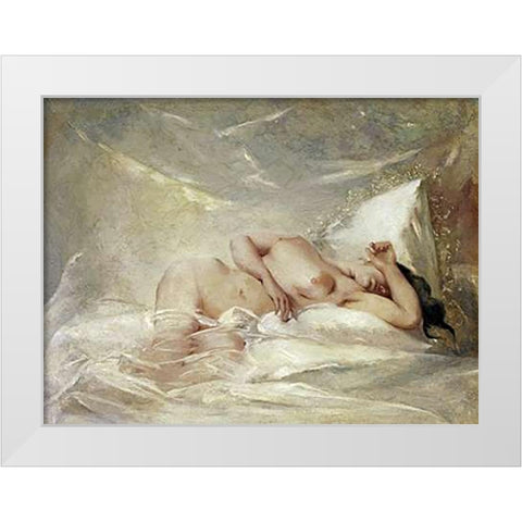 Reclining Nude White Modern Wood Framed Art Print by Chaplin, Charles