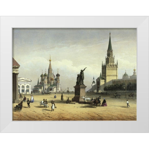 View Of Red Square (from Moscow And The Suburbs) White Modern Wood Framed Art Print by Charlemange, Joseph