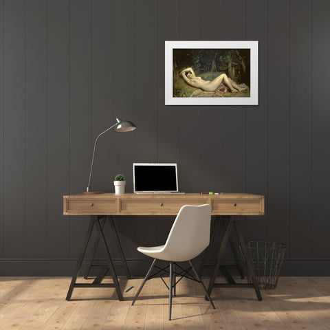 Sleeping Nymph White Modern Wood Framed Art Print by Chasseriau, Theodore