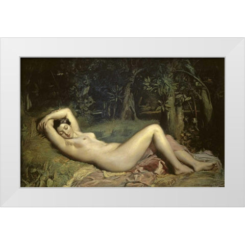 Sleeping Nymph White Modern Wood Framed Art Print by Chasseriau, Theodore