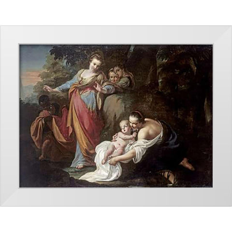 The Finding of Moses White Modern Wood Framed Art Print by Cignaroli, Gianbettino