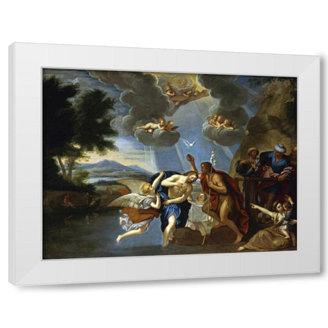 The Baptism of Christ White Modern Wood Framed Art Print by Circle of Francesco Albani
