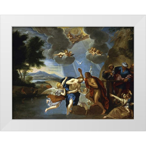 The Baptism of Christ White Modern Wood Framed Art Print by Circle of Francesco Albani