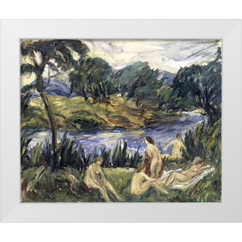 Women At The River White Modern Wood Framed Art Print by Colin, Gustave