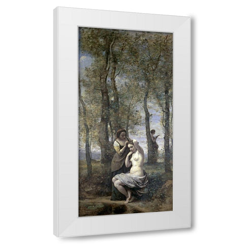 La Toilette White Modern Wood Framed Art Print by Corot, Jean-Baptiste-Camille