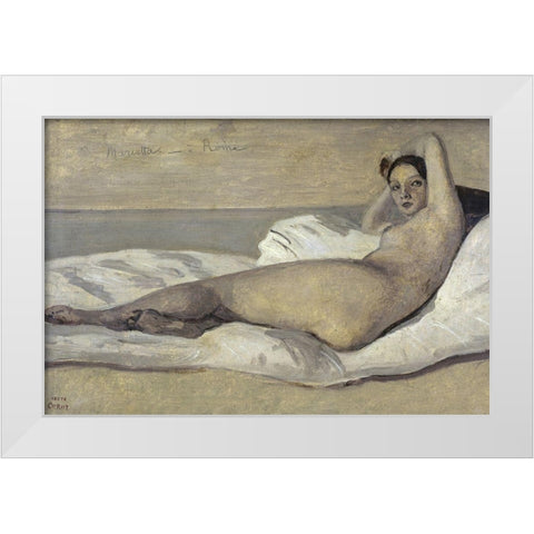 Marietta-Rome White Modern Wood Framed Art Print by Corot, Jean-Baptiste-Camille