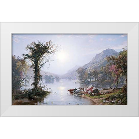 Autumn Lake White Modern Wood Framed Art Print by Cropsey, Jasper Francis