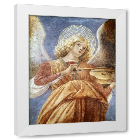 Music Making Angel with Violin White Modern Wood Framed Art Print by Da Forli, Melozzo