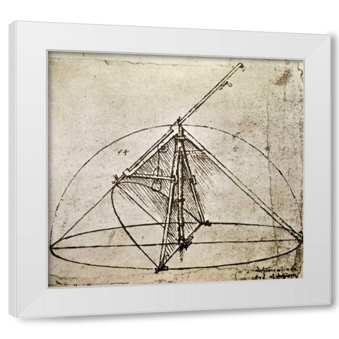 Measuring Instruments White Modern Wood Framed Art Print by Da Vinci, Leonardo
