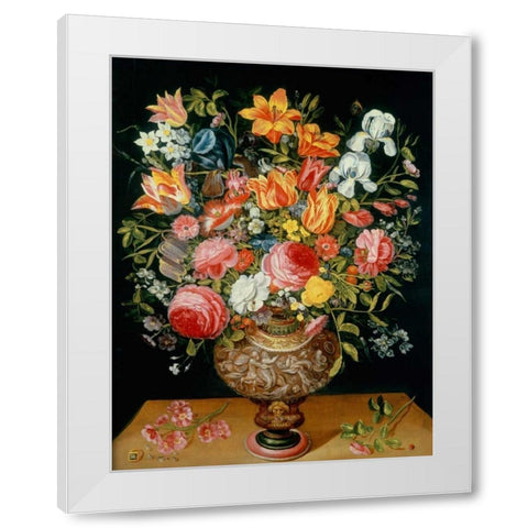 Roses Tulips Narcissi Irises and Other Flowers White Modern Wood Framed Art Print by Daniels, Andries