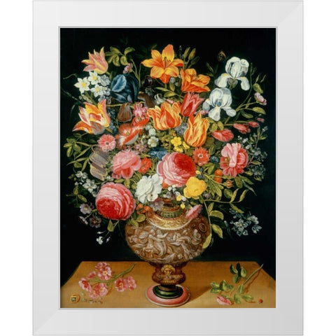 Roses Tulips Narcissi Irises and Other Flowers White Modern Wood Framed Art Print by Daniels, Andries