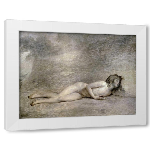 Portrait de Bara Nu White Modern Wood Framed Art Print by David, Jacques-Louis