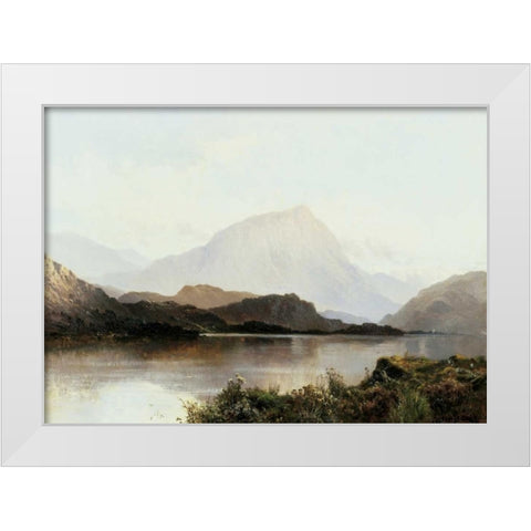 The Hills of Loch Lomond White Modern Wood Framed Art Print by De Breanski, Alfred