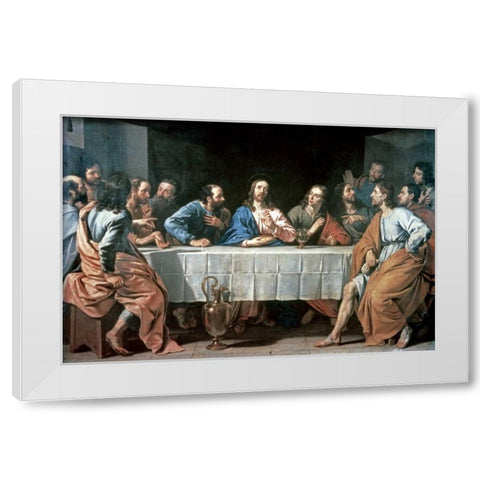 The Last Supper White Modern Wood Framed Art Print by De Champaigne, Philippe