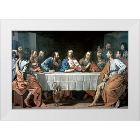 The Last Supper White Modern Wood Framed Art Print by De Champaigne, Philippe