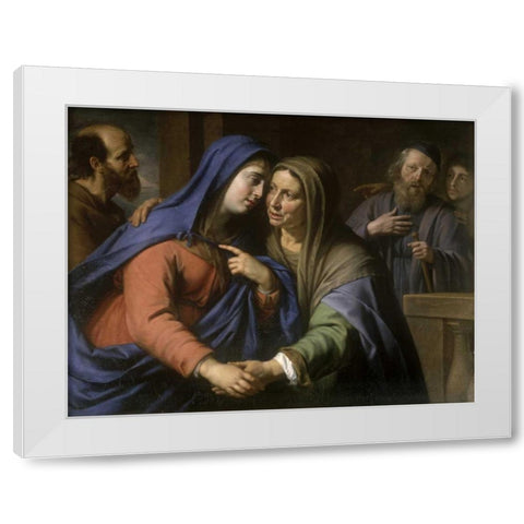 The Visitation White Modern Wood Framed Art Print by De Champaigne, Philippe