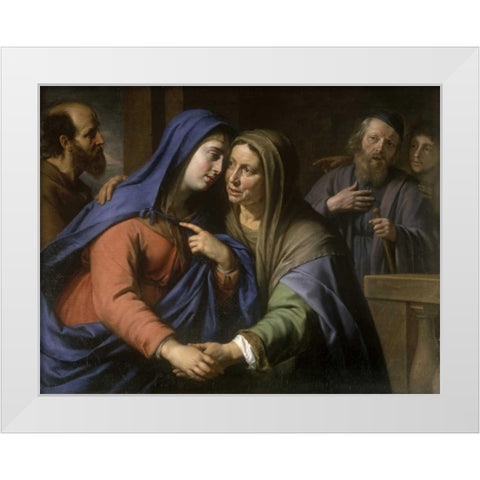 The Visitation White Modern Wood Framed Art Print by De Champaigne, Philippe