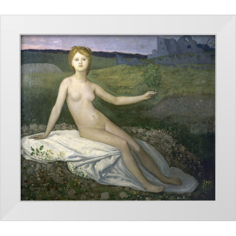 Hope White Modern Wood Framed Art Print by de Chavannes, Pierre Puvis
