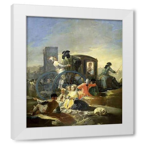 The Pottery Vendor White Modern Wood Framed Art Print by Goya, Francisco De