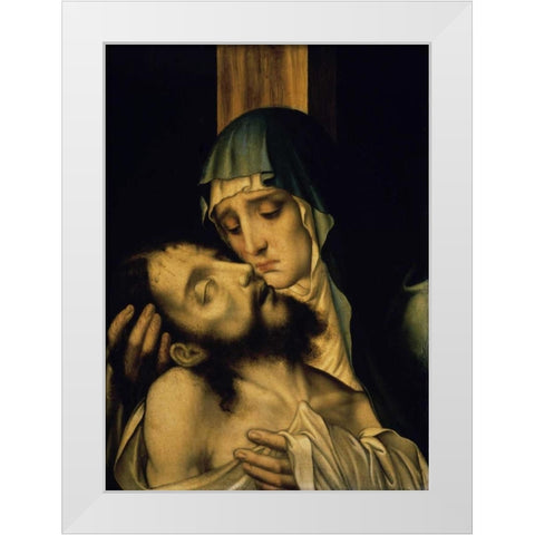 The Pieta White Modern Wood Framed Art Print by De Morales, Luis