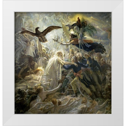 The Shadows of the French Warriors Led by the Victory White Modern Wood Framed Art Print by De Roucy-Trioson, Anne Girodet