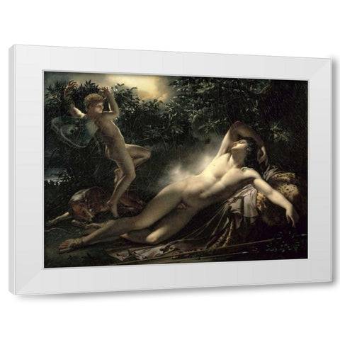 The Sleep of Endymion White Modern Wood Framed Art Print by De Roucy-Trioson, Anne Girodet