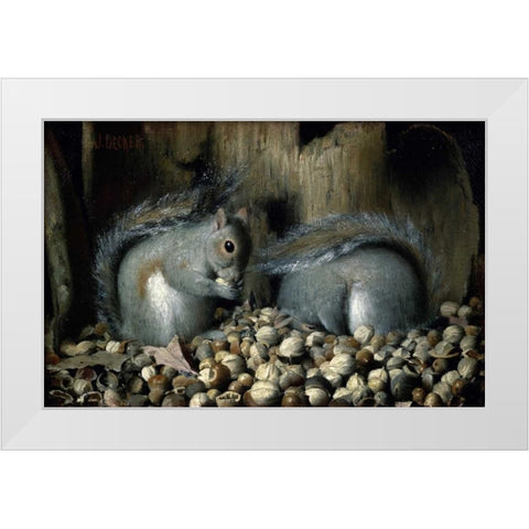 Les Gloutons White Modern Wood Framed Art Print by Decker, Joseph