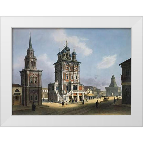 Saint Nicholas Church on Ilynka Street White Modern Wood Framed Art Print by Dietz, Feodor