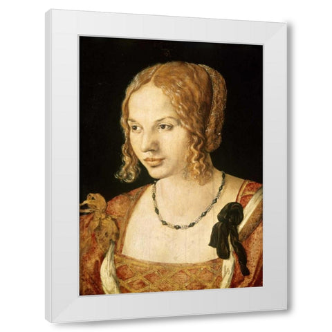 Portrait of a Venetian Lady White Modern Wood Framed Art Print by Durer, Albrecht