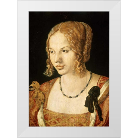 Portrait of a Venetian Lady White Modern Wood Framed Art Print by Durer, Albrecht