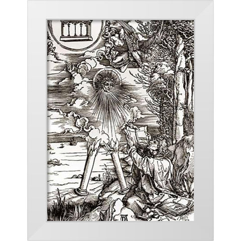 St. John Devouring the Book White Modern Wood Framed Art Print by Durer, Albrecht