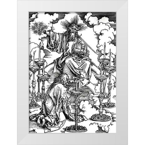 Vision of the Seven Candlesticks White Modern Wood Framed Art Print by Durer, Albrecht