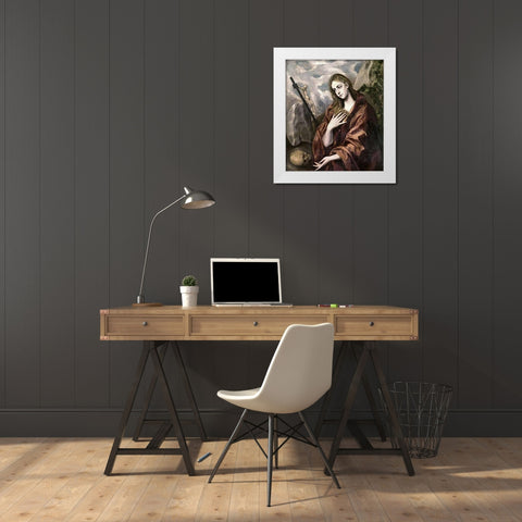 Saint Mary Magdalene White Modern Wood Framed Art Print by Greco, El