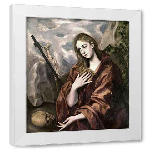 Saint Mary Magdalene White Modern Wood Framed Art Print by Greco, El