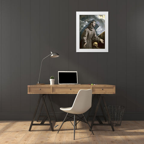 St. Francis Receiving the Stigmata White Modern Wood Framed Art Print by Greco, El