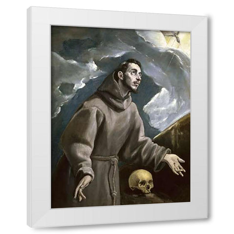 St. Francis Receiving the Stigmata White Modern Wood Framed Art Print by Greco, El