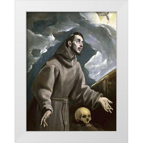 St. Francis Receiving the Stigmata White Modern Wood Framed Art Print by Greco, El