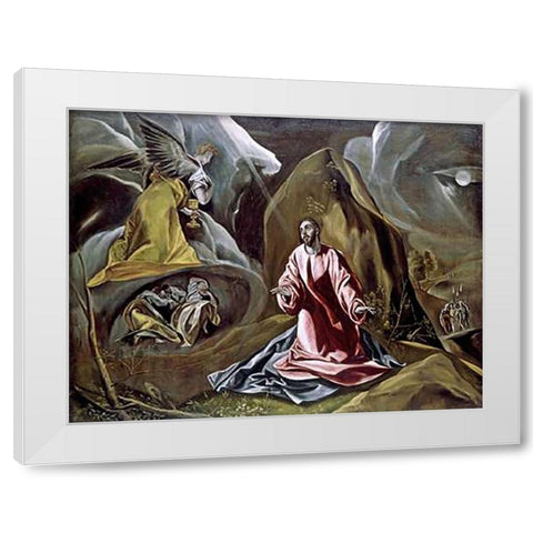 The Agony in the Garden White Modern Wood Framed Art Print by Greco, El