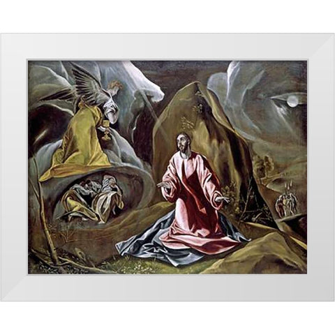 The Agony in the Garden White Modern Wood Framed Art Print by Greco, El
